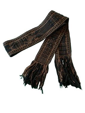 Vintage Unisex Hispanic Mexican Aztec Scarf Southwestern Bohemian Fringe Small